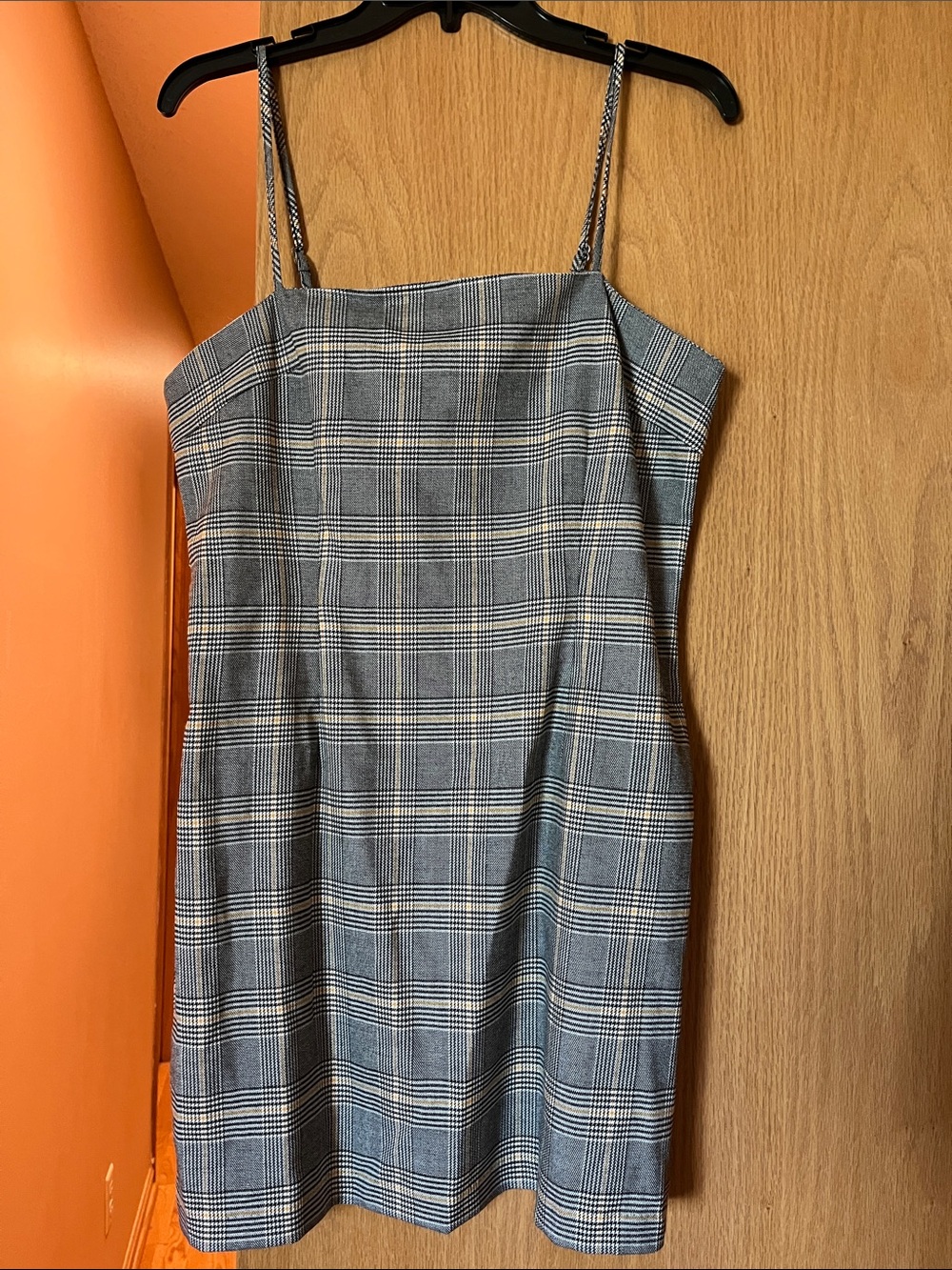 Forever 21 Gray Plaid Spaghetti-Strap Mini Dress
